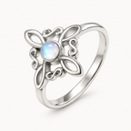 Filigraner Mondstein Ring mit Blättermotiv
