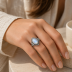 Breiter Mondstein Ring aus 925er Silber