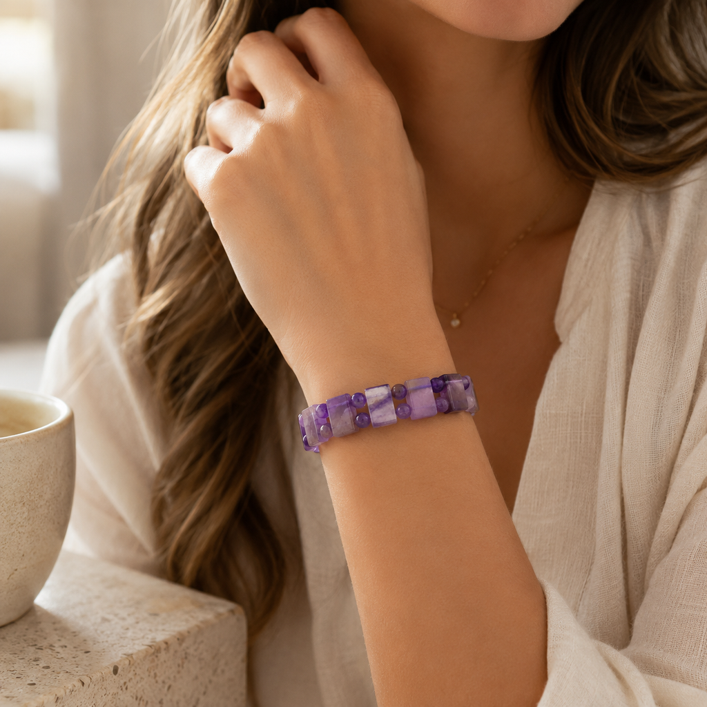 Zweireihiges Amethyst Armband