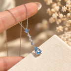 Kette mit Aquamarin-Imitat aus 925er Silber mit tropfenförmigem Anhänger