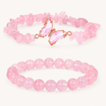 Rosenquarz Perlenarmband mit Schmetterling