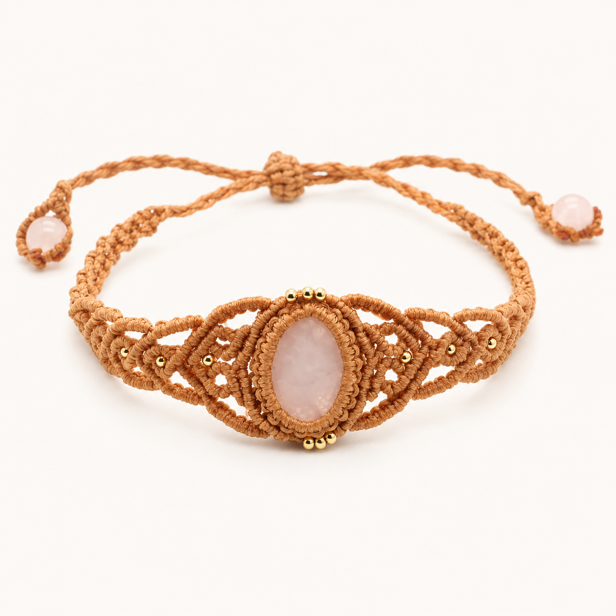 Rosenquarz Makramee Armband