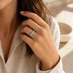 Aquamarin Ring mit fünf ovalen Steinen
