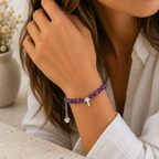 Amethyst Perlenarmband mit Kreuz