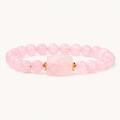 Rosenquarz Perlenarmband mit rechteckigem Mittelstein