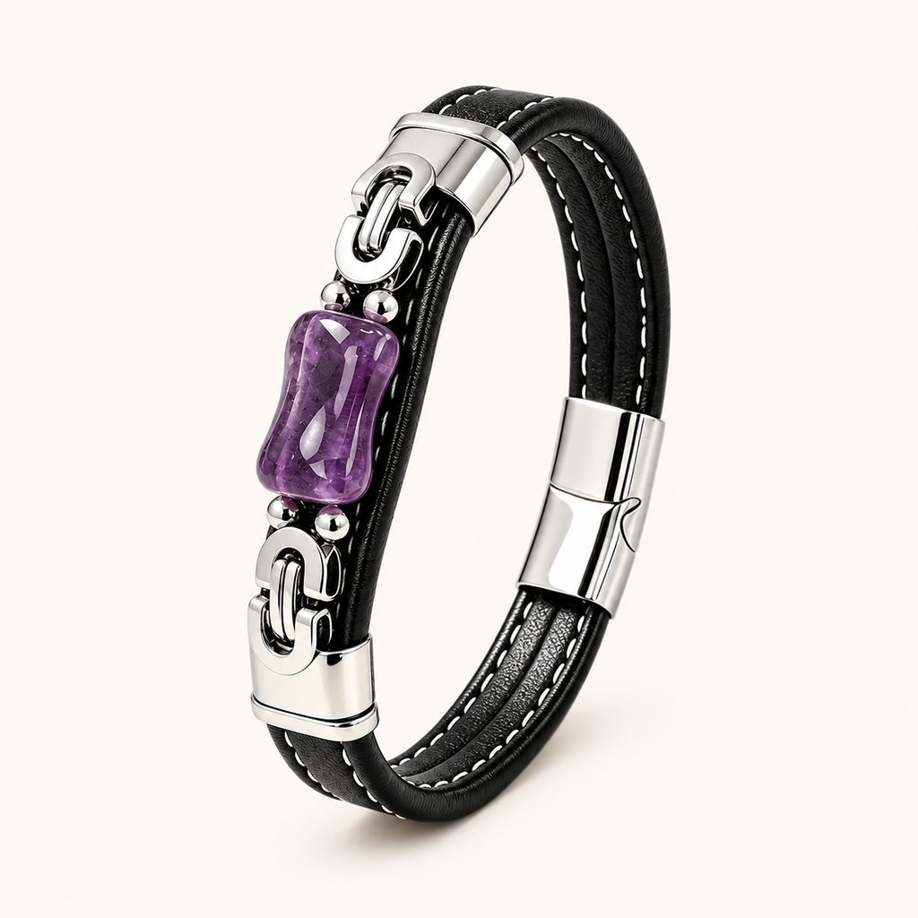Vintage Amethyst Lederarmband