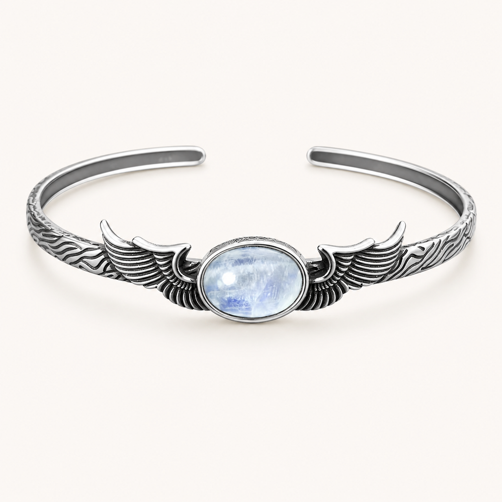 Vintage Mondstein Armband mit Flügeln