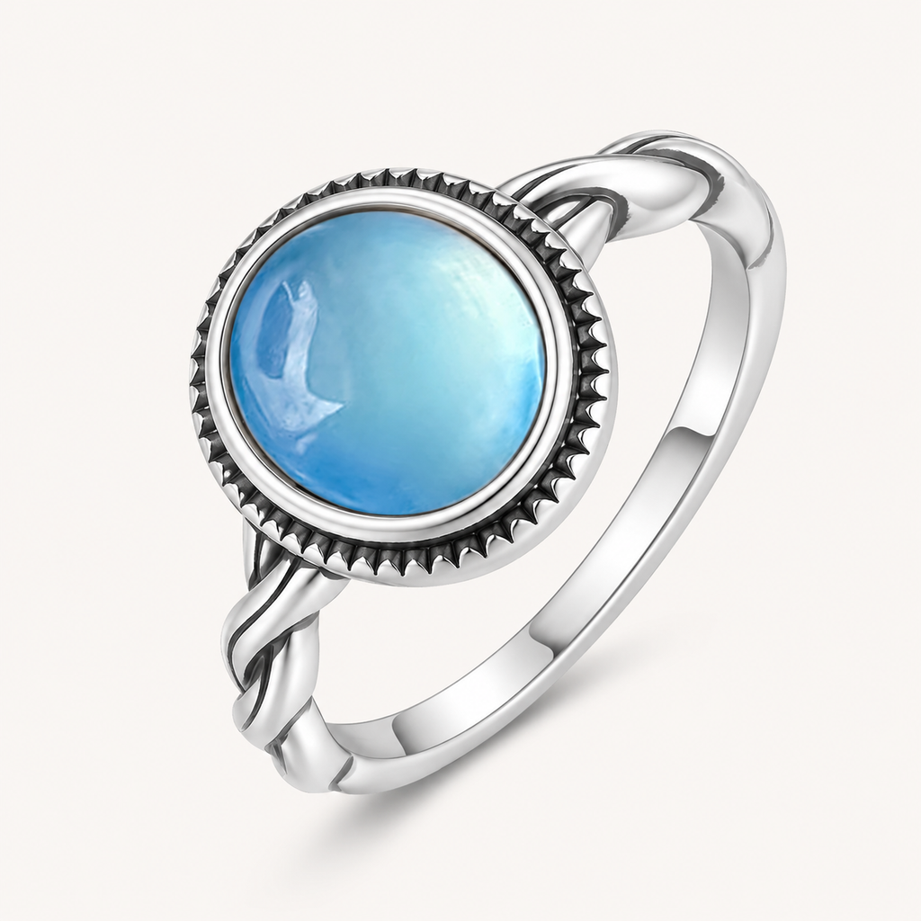 Aquamarin Ring aus 925er Silber mit Zackenrahmen