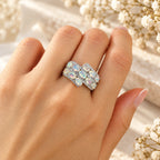 Mehrreihiger Opal Ring aus 925er Silber mit gestaffelten Steinen