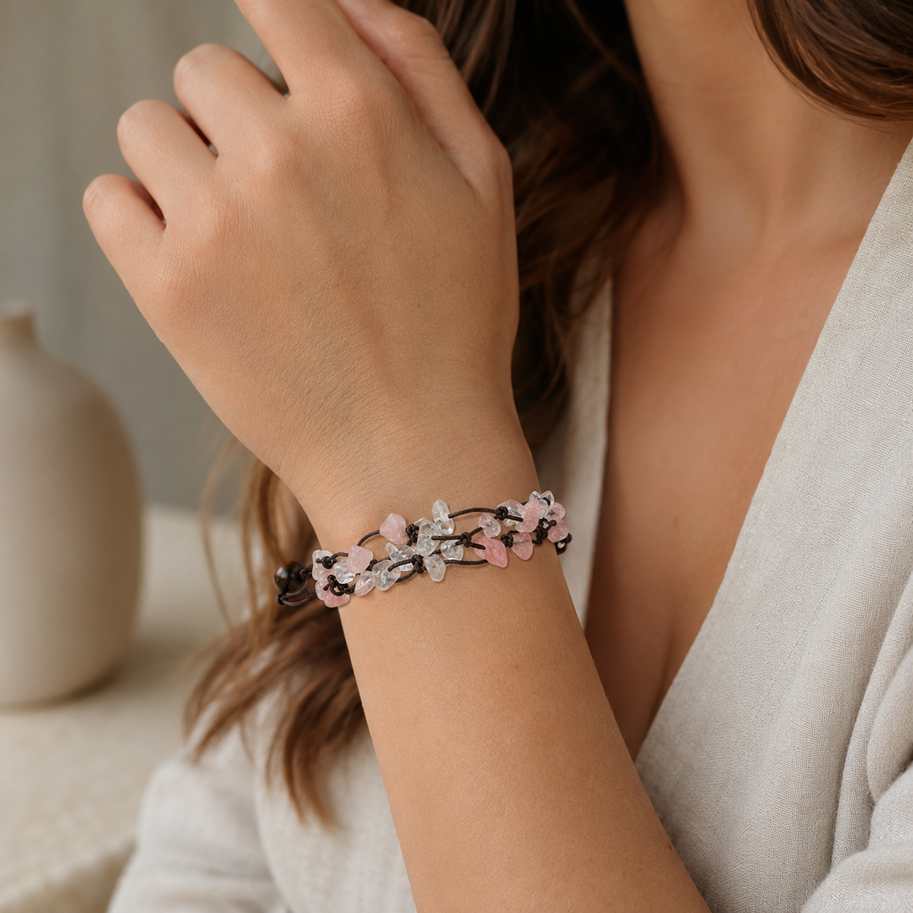 Rosenquarz Splitterarmband