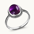 Filigraner Amethyst Ring aus 925er Silber mit Doppelringschiene