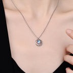 Mondstein Look Kette aus 925er Silber mit Mondsichel und Sternmotiv