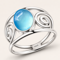 Offener Aquamarin Ring aus 925er Silber mit Spiraldesign