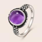 Amethyst Ring aus 925er Silber mit Ährenmuster