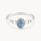 Aquamarin Cabochonring mit ovalem Stein und Spiralornament