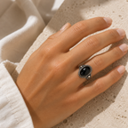 Vintage Onyx Ring aus 925er Silber mit Flechtkranz