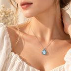 Aquamarin Kette aus 925er Silber mit rundem facettiertem Anhänger