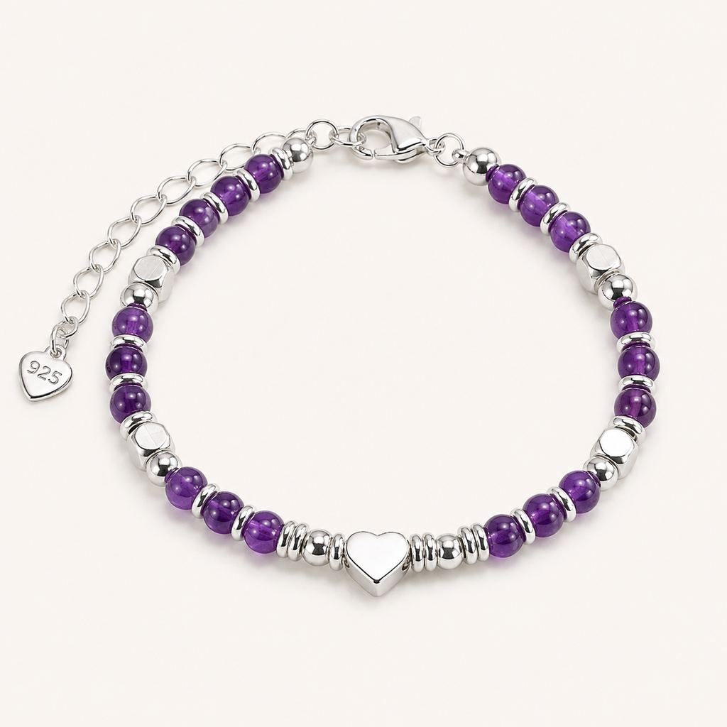 Amethyst Armband mit Herzmotiv