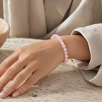 Rosenquarz Perlenarmband mit großen Rundperlen