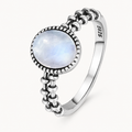 Feiner Mondstein Ring mit Perlenband