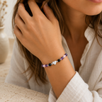 Amethyst Turmalin Armband mit Rosenquarz und Herz