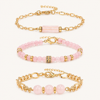 Rosenquarz Armband Set Roségold
