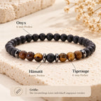 Onyx Armband mit Tigerauge und 6 mm Perlen