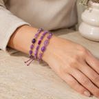 3er Set Amethyst Armbänder mit verstellbarer Kordel