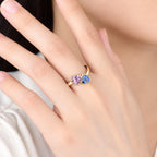 Amethyst Ring aus 14K Gelbgold mit zwei herzförmigen Steinen