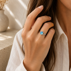 Aquamarin Ring aus 925er Silber mit asymmetrischer Fassung