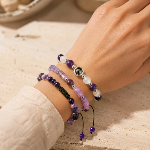 Amethyst Armband-Set mit drei unterschiedlichen Designs