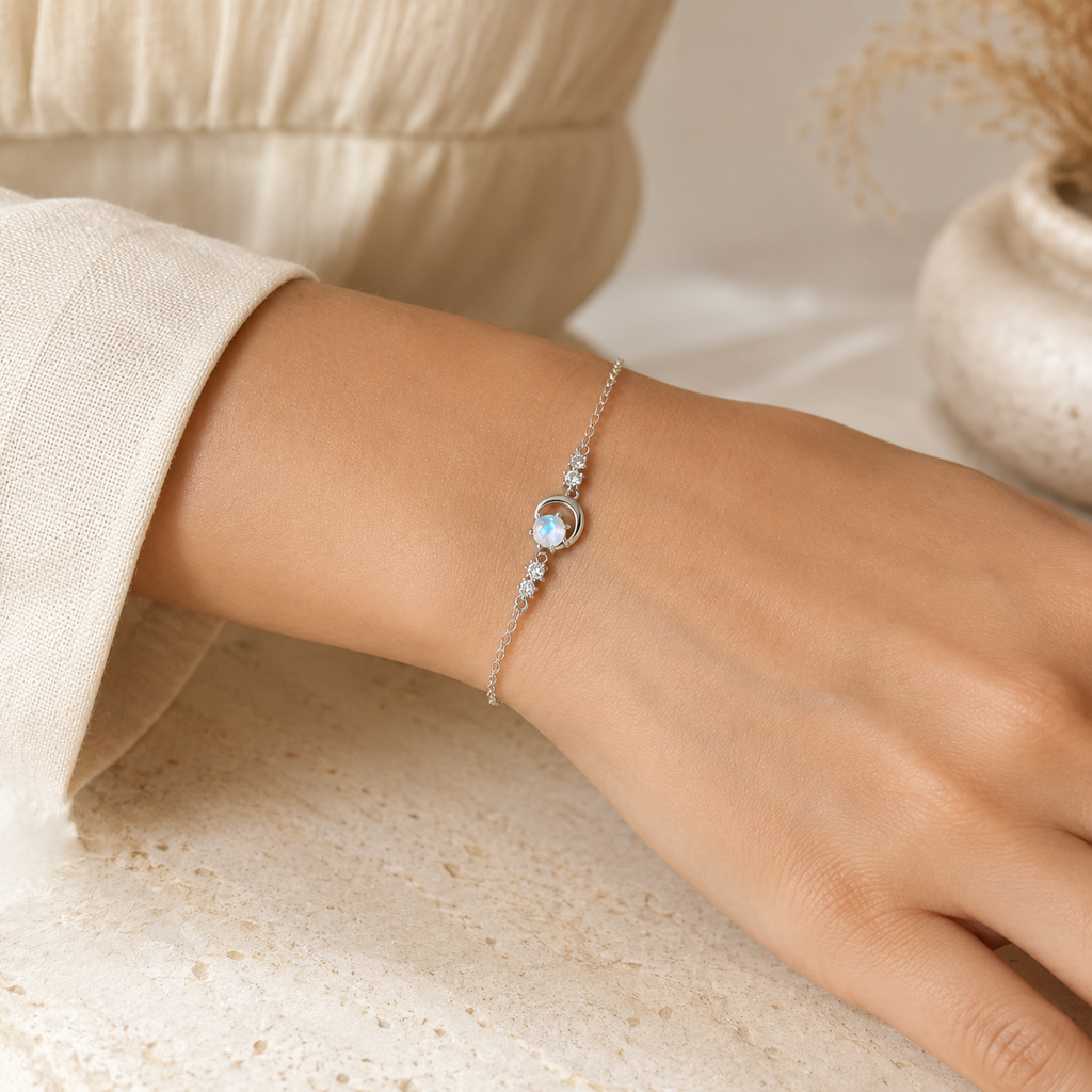 Mondstein Armband mit Mondsichel