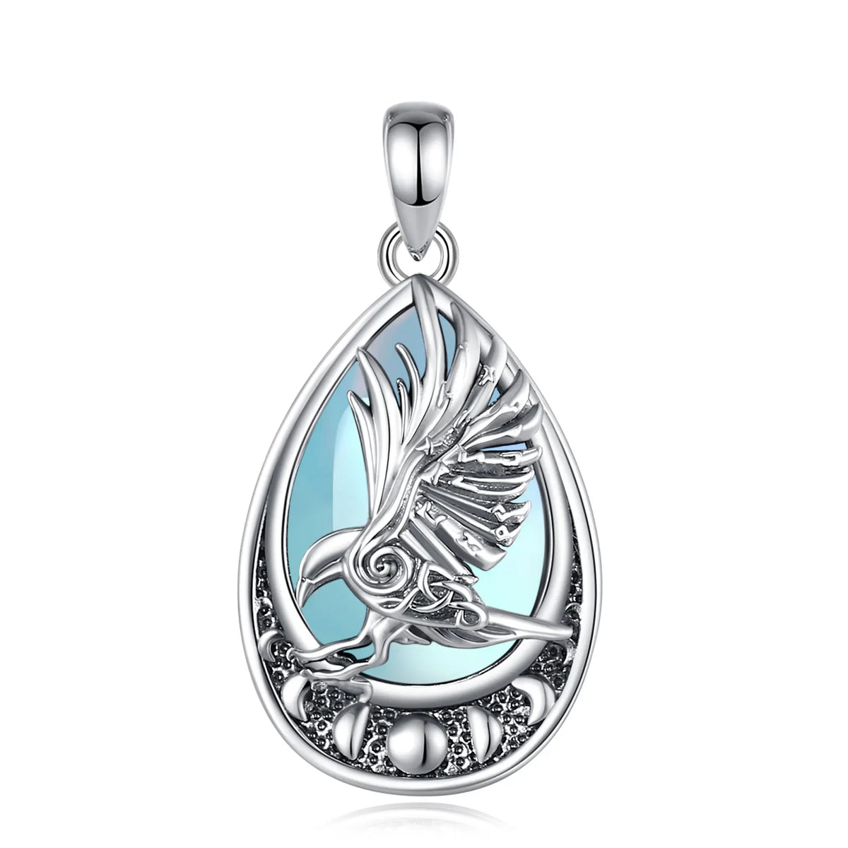 Mondstein Kette aus 925er Silber mit Adlermotiv