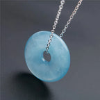 Aquamarin Kette aus 925er Silber mit rundem Donut-Anhänger