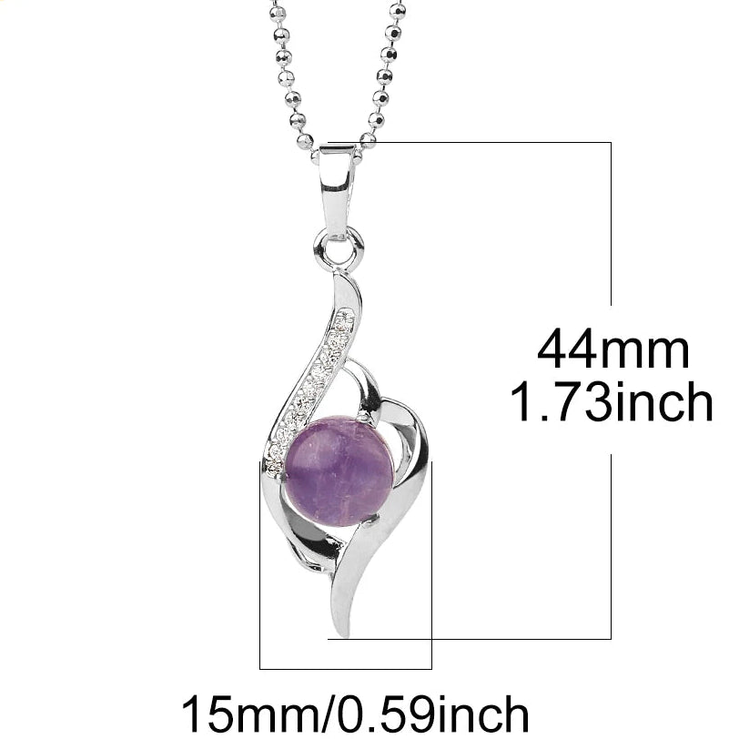 Rosenquarz Kette mit rundem Stein und Blätterornament