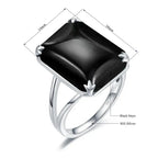 Onyx Ring aus 925er Silber mit rautenförmigem Cabochon