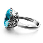 Aquamarin Ring mit großem rundem facettiertem Stein
