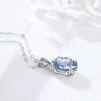 Aquamarin Kette aus 925er Silber mit hellblauem ovalem Solitäranhänger