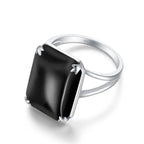 Onyx Ring aus 925er Silber mit rautenförmigem Cabochon