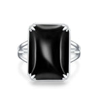 Onyx Ring aus 925er Silber mit rautenförmigem Cabochon