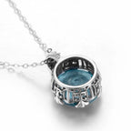Aquamarin Kette aus 925er Silber mit rundem facettiertem Anhänger