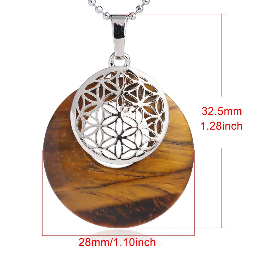 Rosenquarz Kette mit rundem Blumenornament