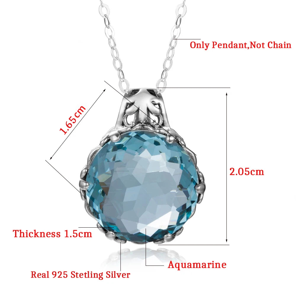 Aquamarin Kette aus 925er Silber mit rundem facettiertem Anhänger