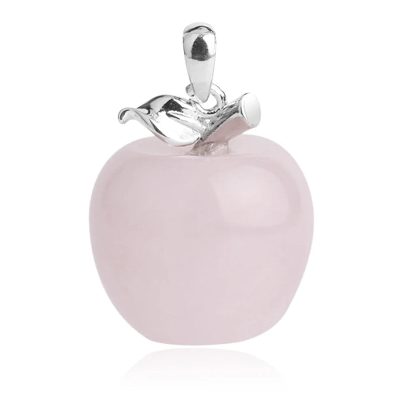 Rosenquarz Kette mit Apfel-Anhänger