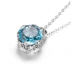 Aquamarin Kette aus 925er Silber mit rundem facettiertem Anhänger