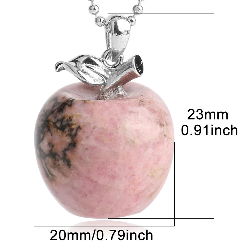 Rosenquarz Kette mit Apfel-Anhänger