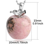 Rosenquarz Kette mit Apfel-Anhänger