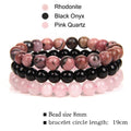 Rosenquarz Rhodonit Onyx Armband Set