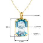Aquamarin Kette aus 925er Silber vergoldet mit rechteckigem Anhänger