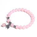 Rosenquarz Perlenarmband mit Elefantenanhänger